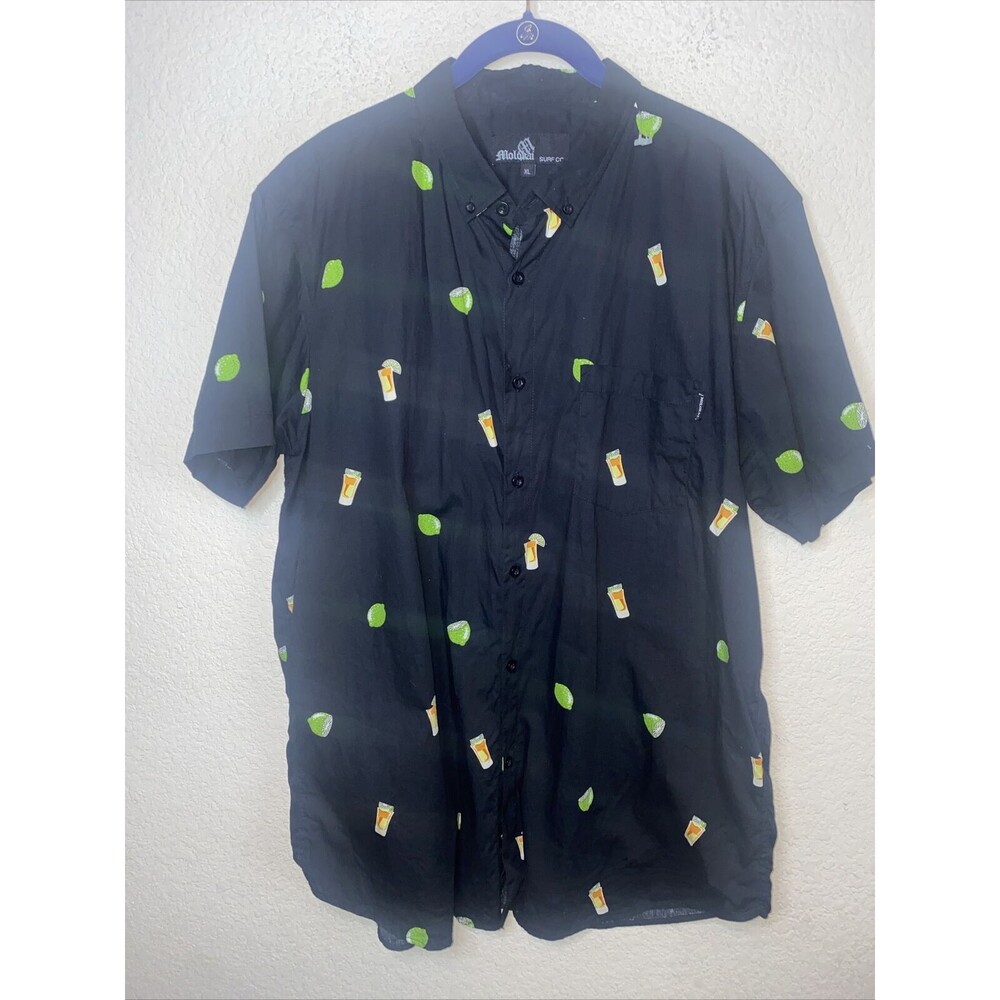 Molokai Surf shirt Cocktail Drink party Button Down SS XL lime novelty men